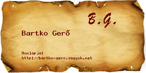 Bartko Gerő névjegykártya