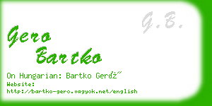 gero bartko business card
